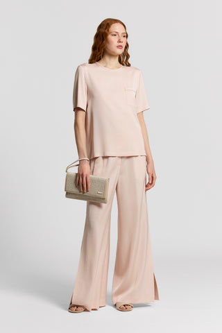 Fluid viscose satin trousers