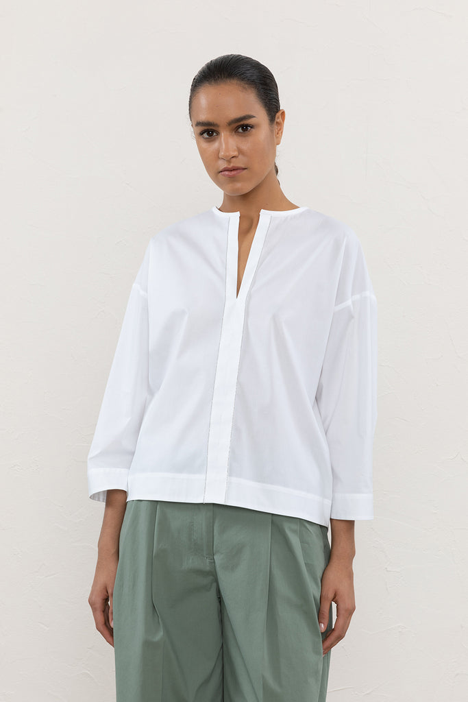Solid colour cotton poplin shirt  