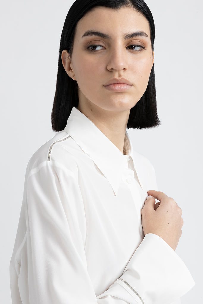 Silk shirt with Punto Luce trim  