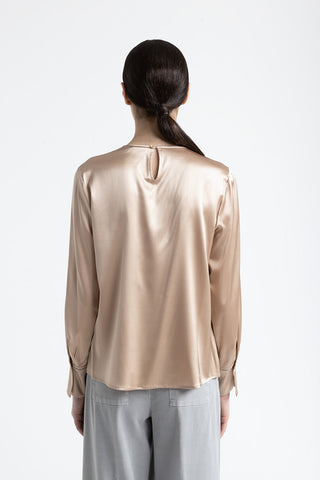 Silk satin shirt with Punto Luce  