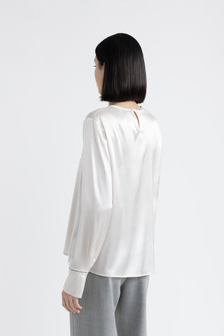 Silk satin shirt with Punto Luce  