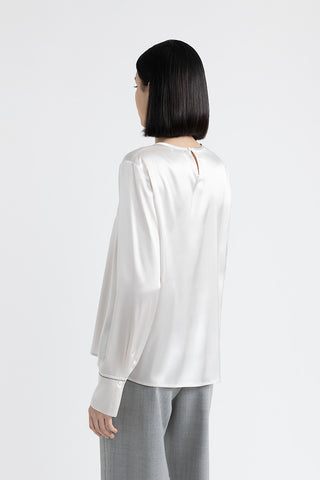 Silk satin shirt with Punto Luce  