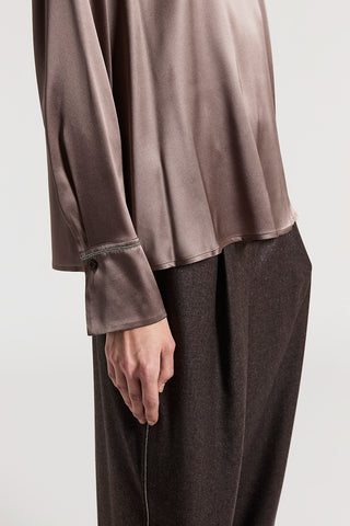 Stretch silk satin blouse