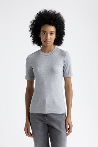 Jersey T-shirt with Punto Luce trim  