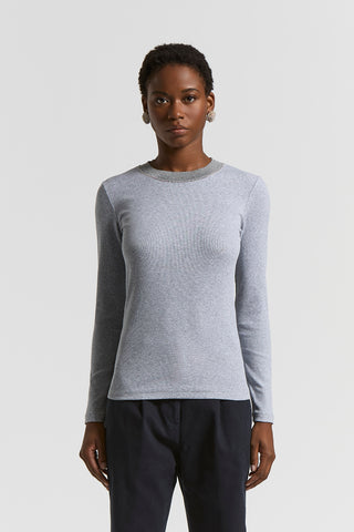 Stretch micro-rib and cotton jersey T-shirt