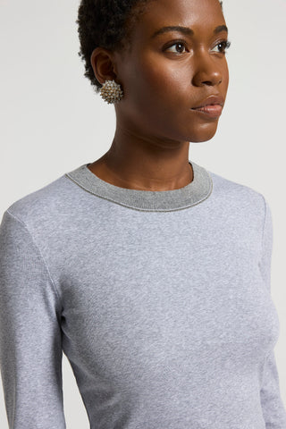 Stretch micro-rib and cotton jersey T-shirt