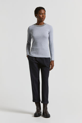 Stretch micro-rib and cotton jersey T-shirt