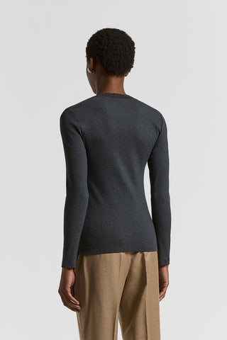 Stretch micro-rib and cotton jersey T-shirt
