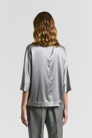 Stretch silk satin T-shirt