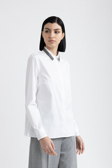 Stretch cotton poplin shirt  