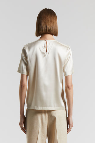 Shiny stretch silk satin T-shirt