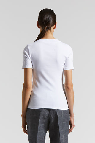 Stretch micro-ribbed jersey T-shirt