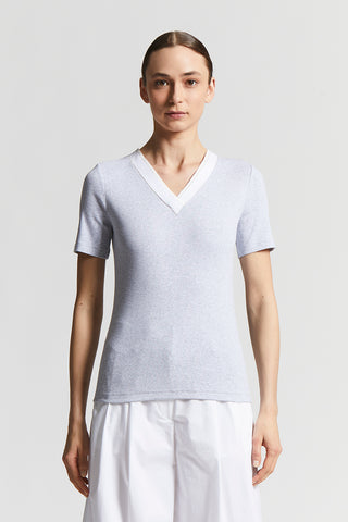 Stretch micro-ribbed jersey T-shirt