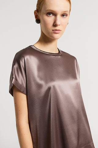 Stretch silk satin T-shirt
