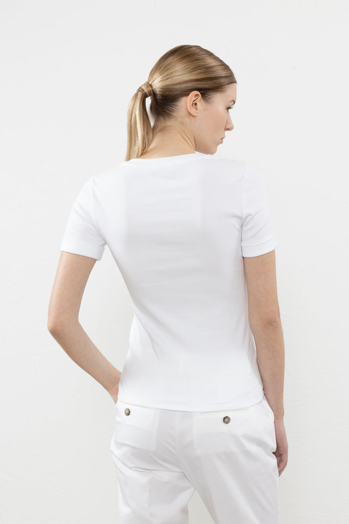 Micro-ribbed stretch jersey t-shirt  