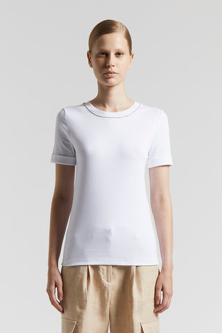 Micro-ribbed stretch jersey T-shirt