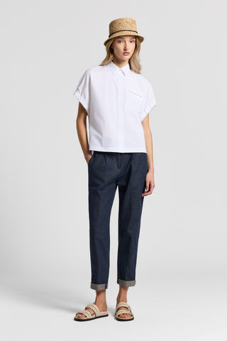 Cotton poplin short-sleeved shirt