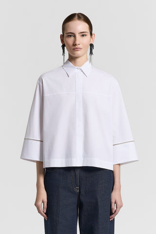 Cotton poplin shirt with 3/4 sleeves