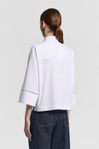 Cotton poplin shirt with 3/4 sleeves