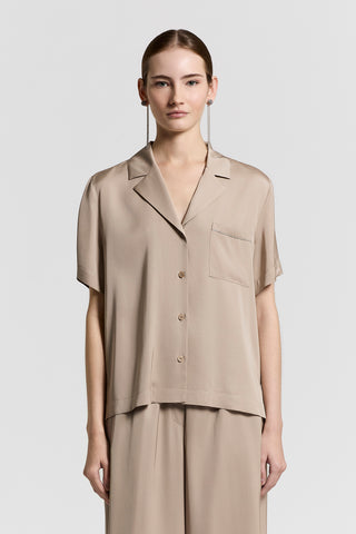 Fluid viscose satin shirt