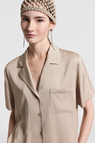 Fluid viscose satin shirt