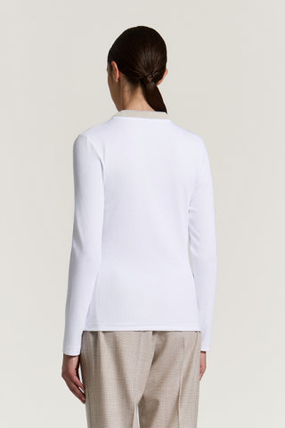 Camiseta de canalé fino de punto de algodón