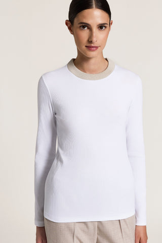 Camiseta de canalé fino de punto de algodón