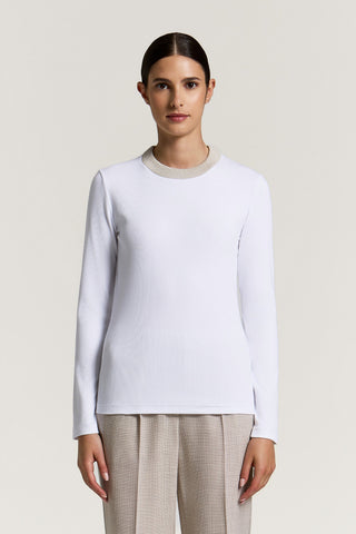 Camiseta de canalé fino de punto de algodón