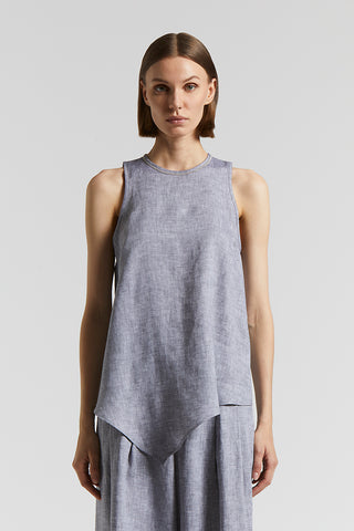 Asymmetrical pure linen top