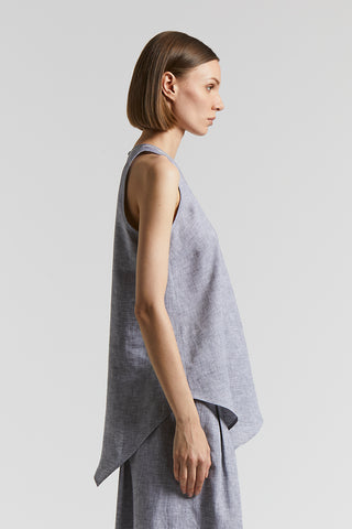 Asymmetrical pure linen top