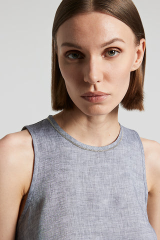 Asymmetrical pure linen top