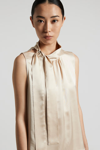 Viscose satin top with neck tie