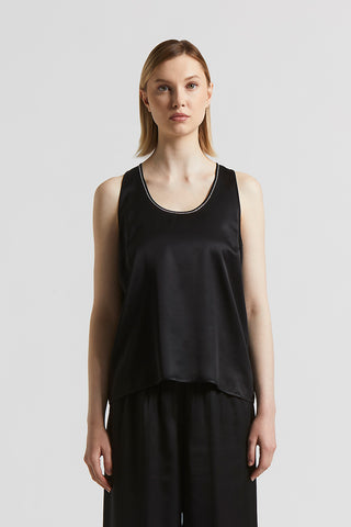 Viscose satin U-neck top