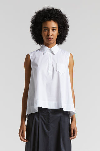 Poplin and cotton voile top