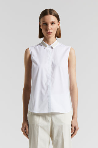 Stretch cotton poplin top