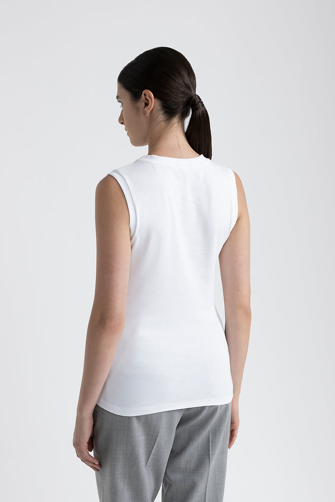 Stretch jersey top with Punto Luce trim  