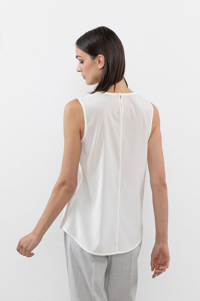 Crepe de chine top with sequin pocket  