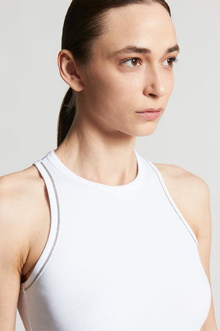 Micro rib stretch jersey top