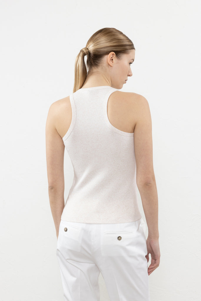 Stretch jersey fine ribbed top  