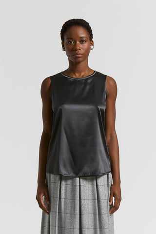 Stretch silk satin top