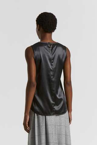 Stretch silk satin top