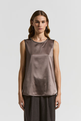 Stretch silk satin top