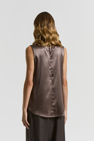 Stretch silk satin top