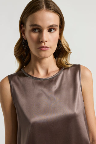 Stretch silk satin top