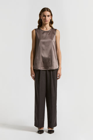 Stretch silk satin top