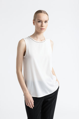 Stretch silk crepe de chine top  