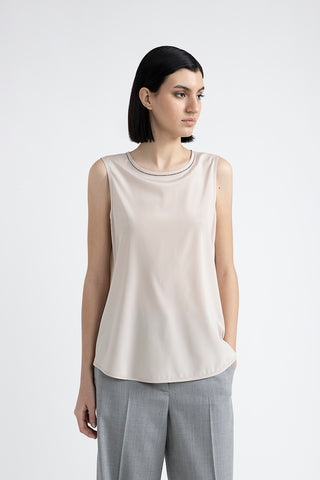 Stretch silk crepe de chine top  