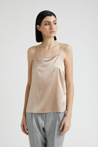 Shiny silk satin top with straps  