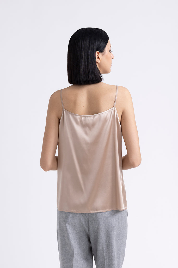 Shiny silk satin top with straps  