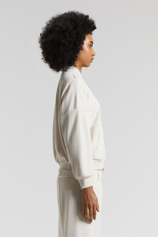 Bomber jacket in cotton linen Lurex jersey